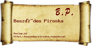 Beszédes Piroska névjegykártya